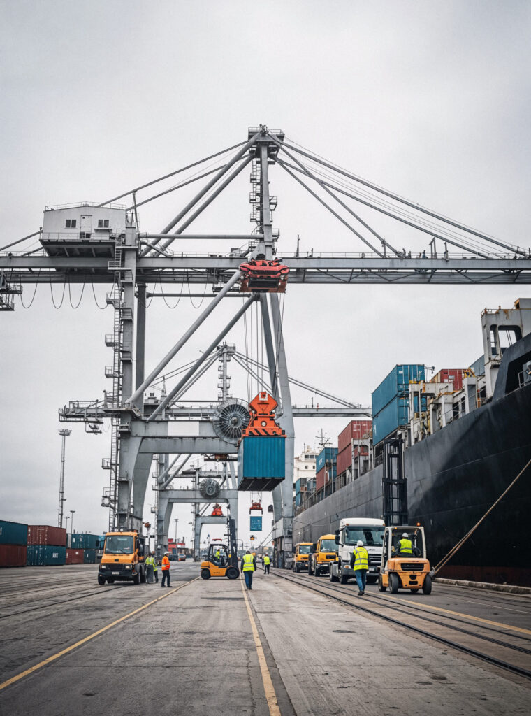 port-scene-cargo-handling-with-cranes-ships-trucks