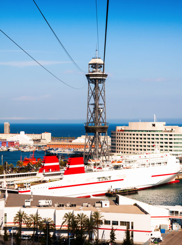 Trasbordador Aeri over Port Vell in Barcelona. Spain